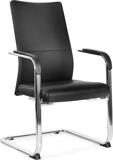 Krzesło biurowe na płozach Trent S, czarna ekoskóra