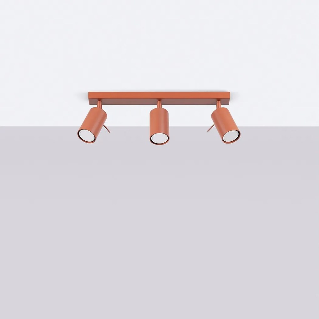 Lampa sufitowa nowoczesny Briix, stal - 3 źródło światła 4000K - L.45 x H.17 cm - ochra czerwona