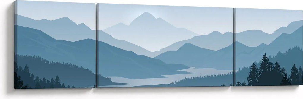 Obraz - Góry oczami grafika (170x50 cm)