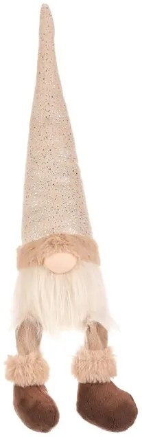 Dekoracja świąteczna Krasnal wiszące nogi, wys. 40 cm, beżowo-brązowy, 40 cm