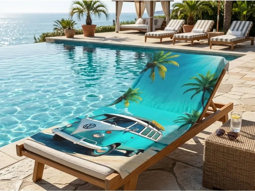 Ręcznik plażowy XL szybkoschnący BREEZIO turkusowy 100 x 180 cm, 100% mikrofibra