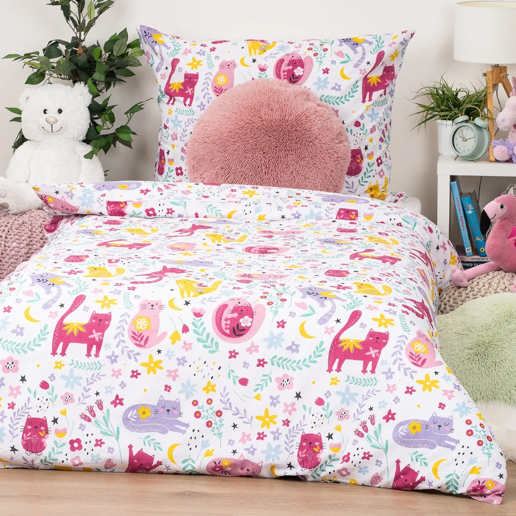 4Home Dziecięca pościel bawełniana Playful Paws, 140 x 200 cm, 70 x 90 cm