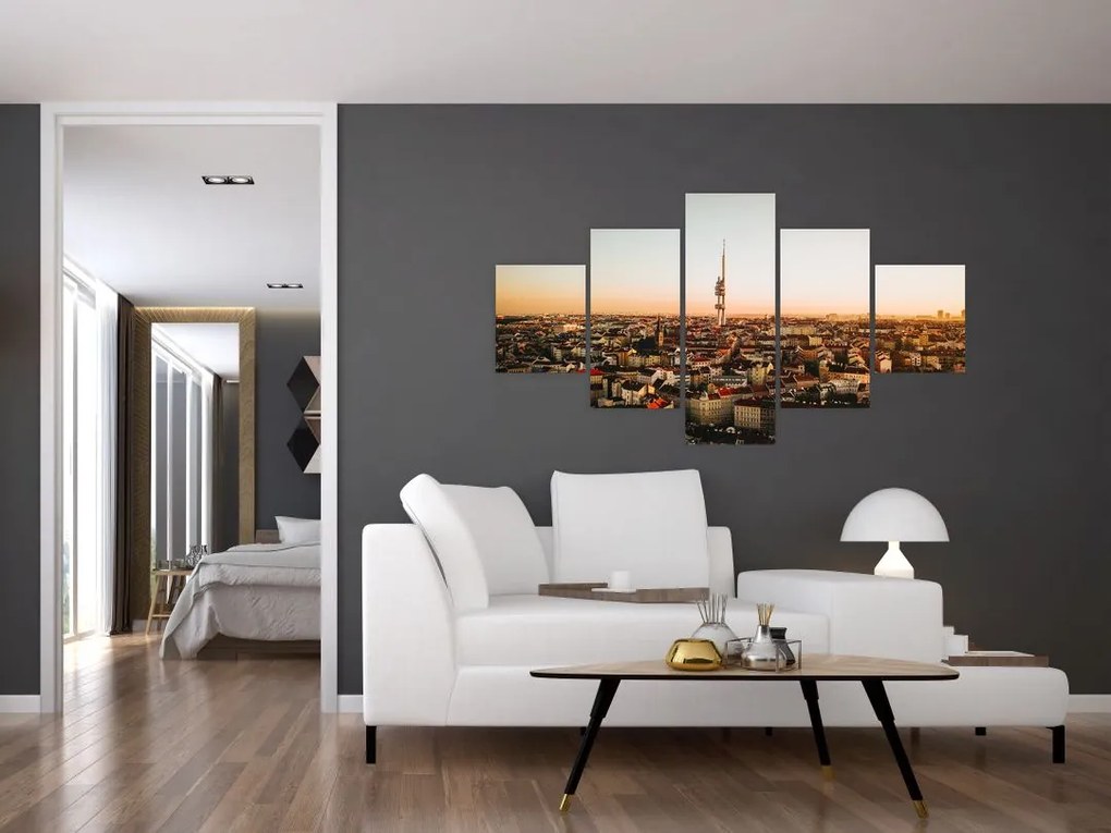 Obraz zachodu słońca nad Žižkov (125x70 cm)