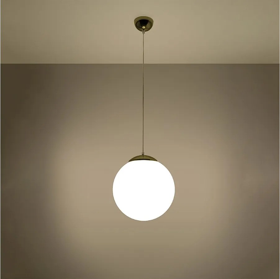 Lampy wiszące minimalistyczny Stera, stal/szkło - 1 źródło światła 3000K - L.30 x H.120 cm - biały/złoty