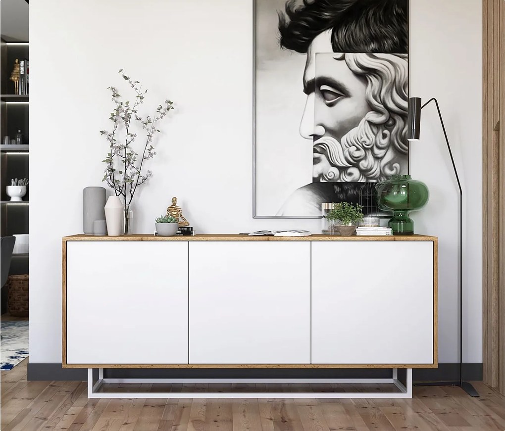 Komoda NILA 3D 168 dąb wotan/biała mat