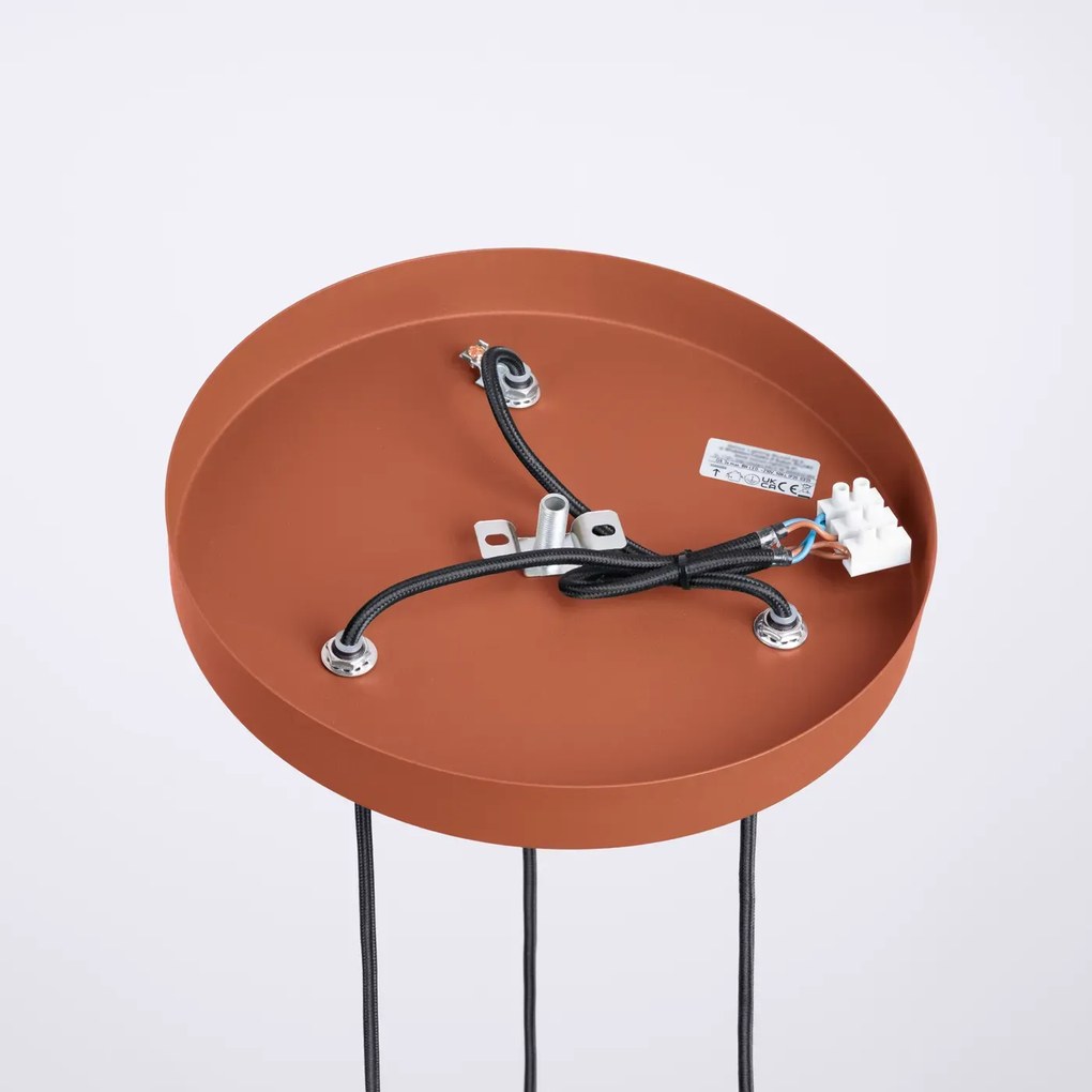 Lampa wisząca HALO 3P ochra czerwona ryflowana SOLLUX  LIGHTING