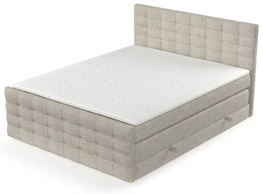 Beżowe łóżko boxspring ze schowkiem 180x200 cm Blend – Maison de Rêve