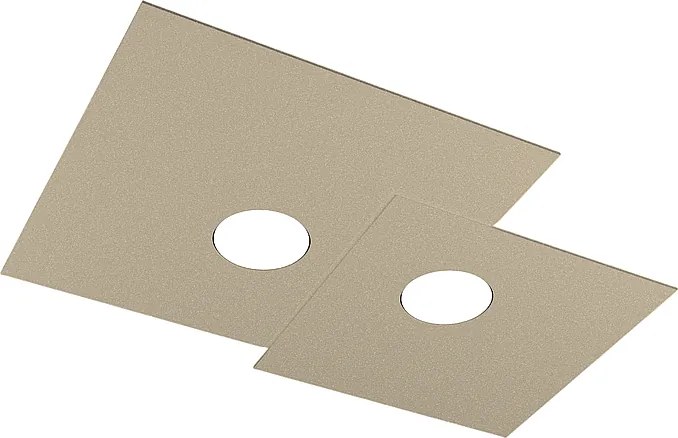 Lampa sufitowa kwadratowa Toplight 2-punktowa Plate z oprawką GX53, struktura w kolorze piaskowym, nowoczesny design 50x35x3cm