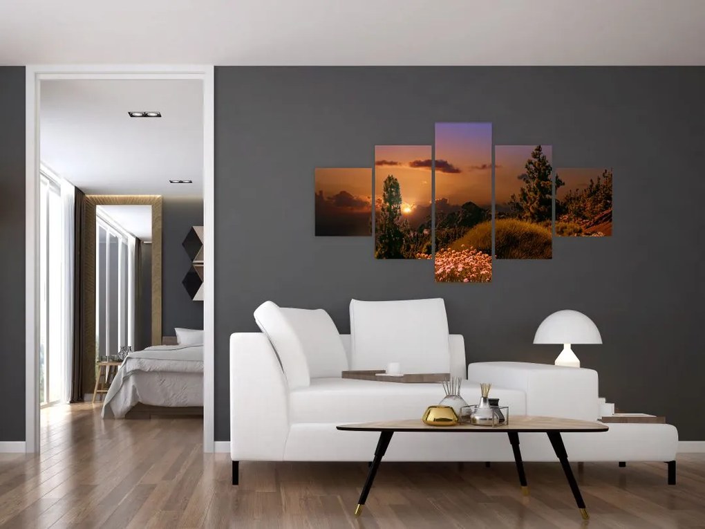 Obraz natury z zachodem słońca (125x70 cm)