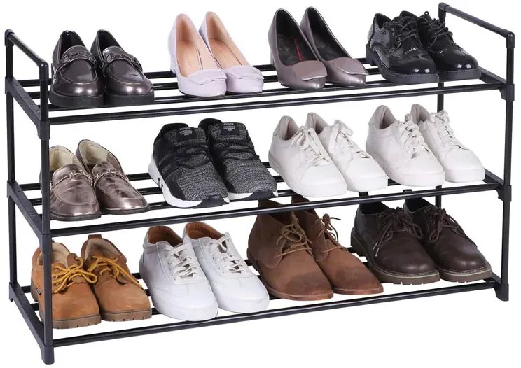 Czarna Szafka Na Buty Z 3 Półkami G6-P38