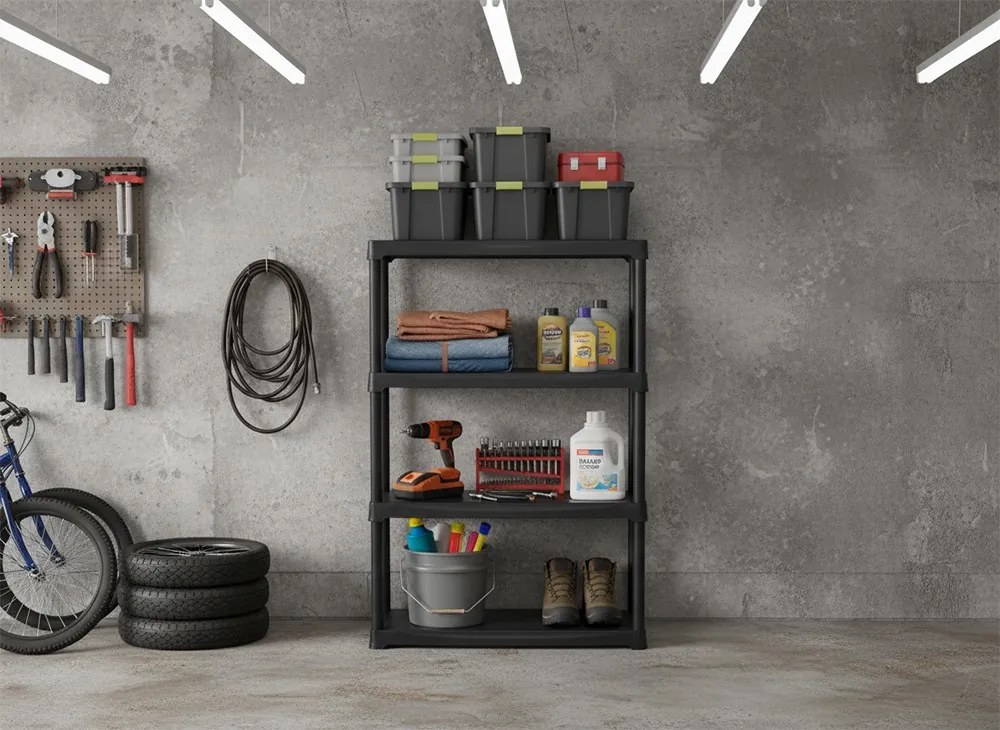 Regał plastikowy TEMPO, 1330 x 800 x 400 mm, 4 półek