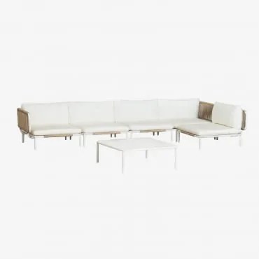 5-częściowa Modułowa Narożna Sofa Ogrodowa I Stolik Kawowy Roubly Beige Migdałowa - Sklum