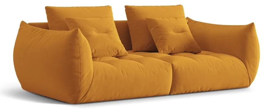Żółta aksamitna sofa 232 cm Bloom – Micadoni