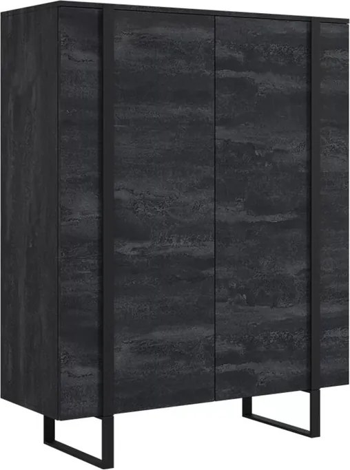 Komoda wysoka Verica 120 cm dwudrzwiowa - czarny beton / czarne nóżki