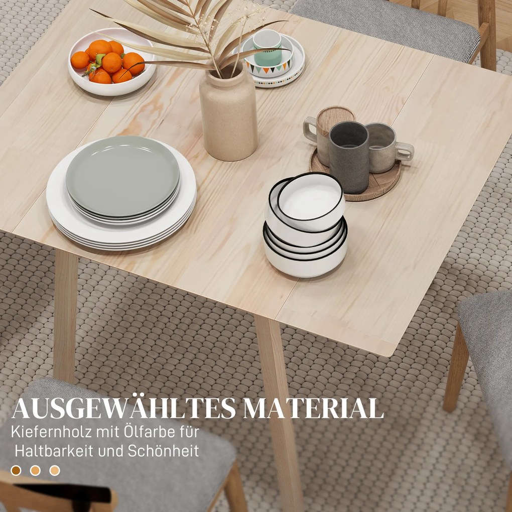 HOMCOM Stół jadalny składany, Stół kuchenny, 2 składane powierzchnie, 110 x 86 x 75 cm, Naturalny