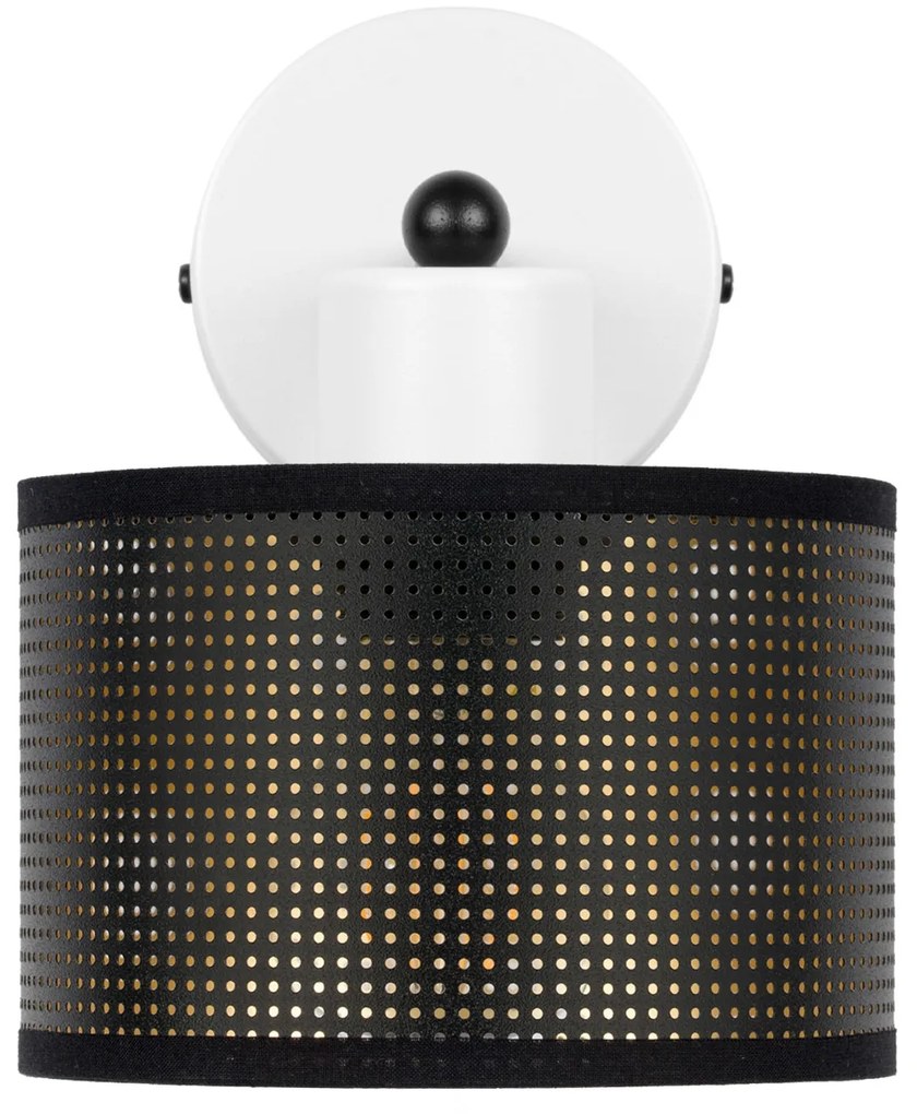 Biały kinkiet jednopunktowy z czarnym abażurem WD-BE-1010WE-SC