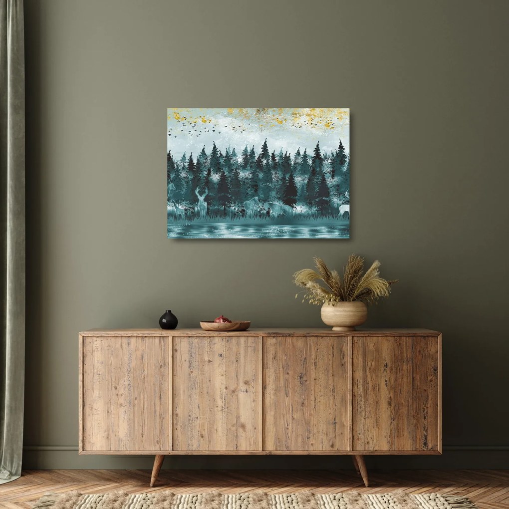 Obraz na szkle - Zwierzęta w lesie (70x50 cm)