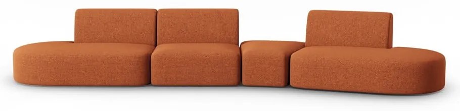Sofa z tkaniny szenilowej prawostronna w kolorze terakoty 428 cm Paolo – Milo Casa