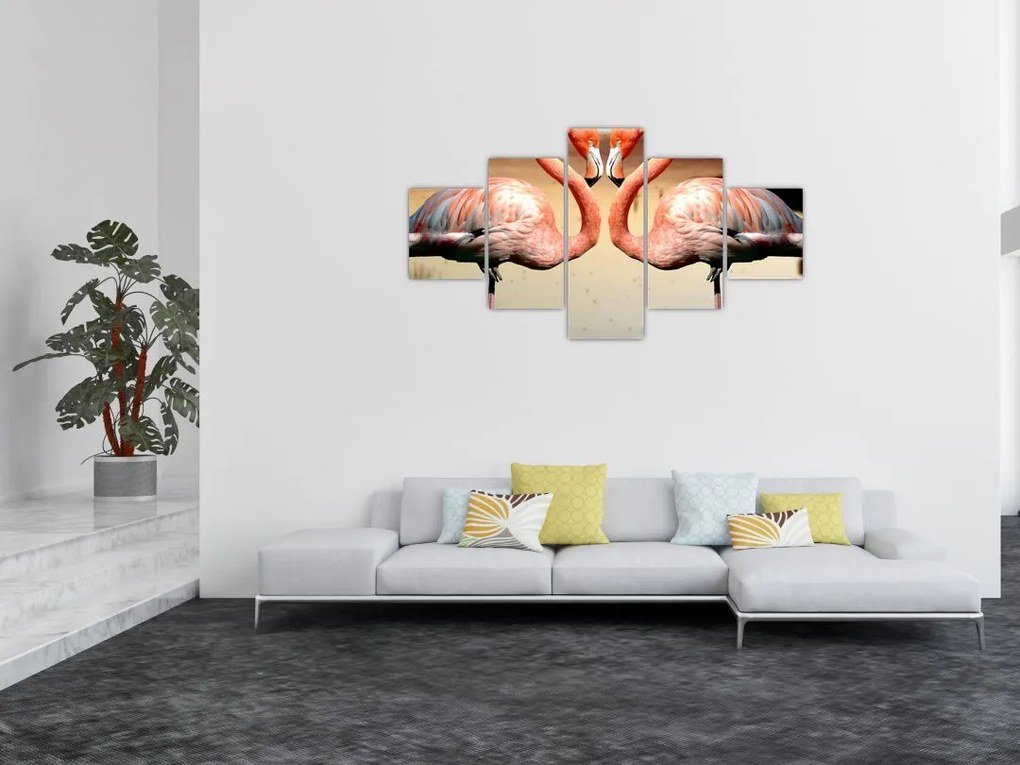 Obraz - dwa flamingi (125x70 cm)