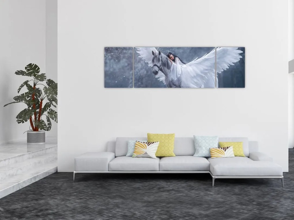 Obraz dziewczyny na jednorożcu (170x50 cm)