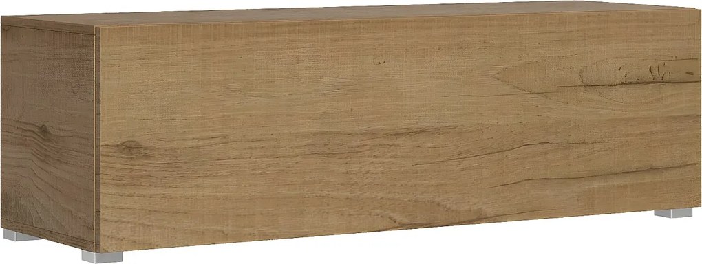 Stolik pod telewizor z opuszczanym blatem i systemem zarządzania kablami, szer. 133,6 cm, wys. 40 cm, gł. 39,2 cm, nóżki z naturalnego dębu