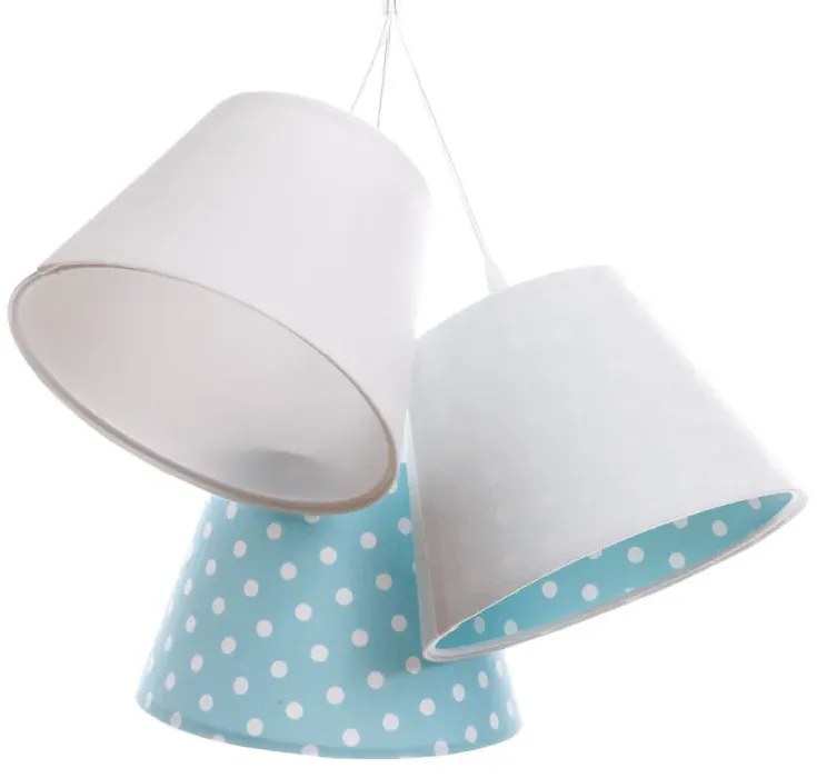 Biało-niebieska dziecięca lampa wisząca w groszki D7-D05