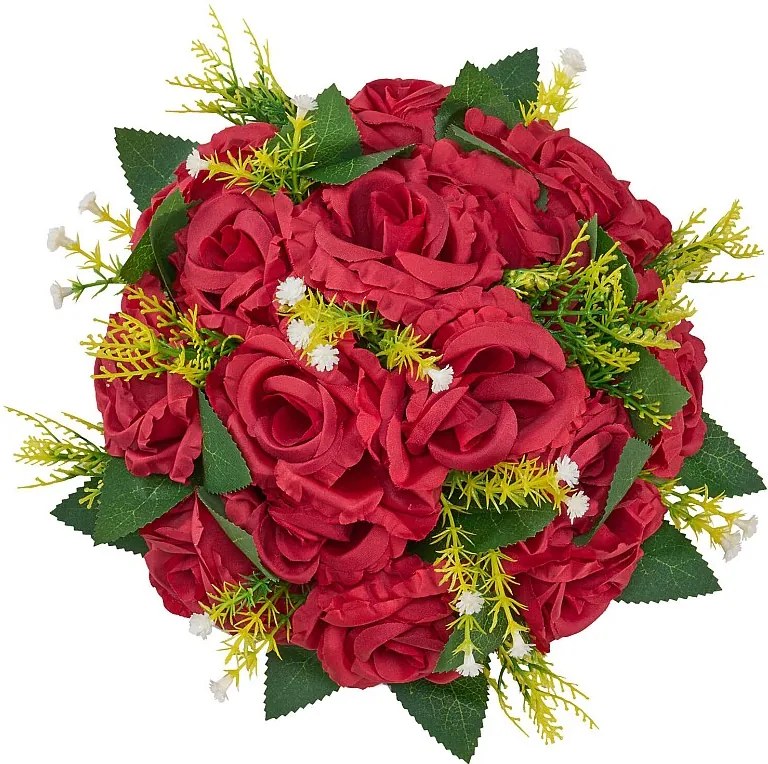 Sztuczne Kule Kwiatowe SucceBuy, Zestaw 10 szt., 24 cm, Kompozycje z Sztucznych Czerwonych Róż, Dekoracyjne Sztuczne Kwiaty do Dekoracji Stołu