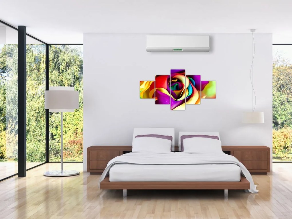 Obraz - Kolorowa róża (125x70 cm)