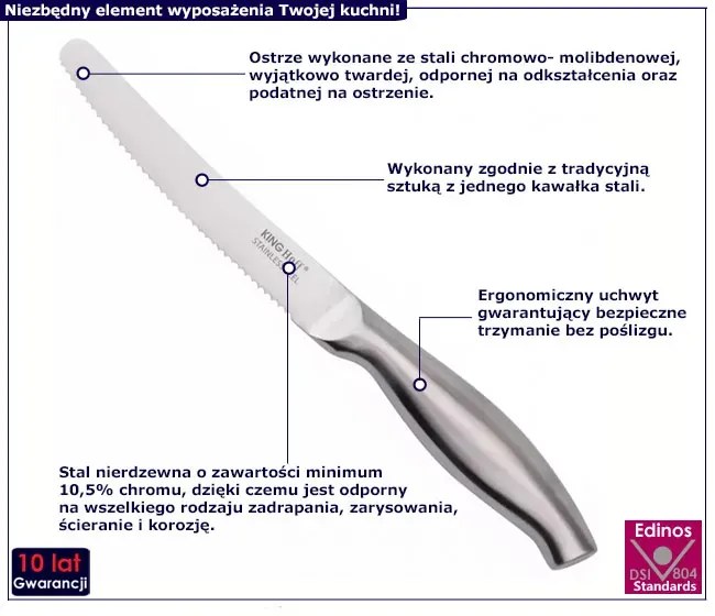 Ząbkowany nóż stalowy do pomidorów - Givefi 4X