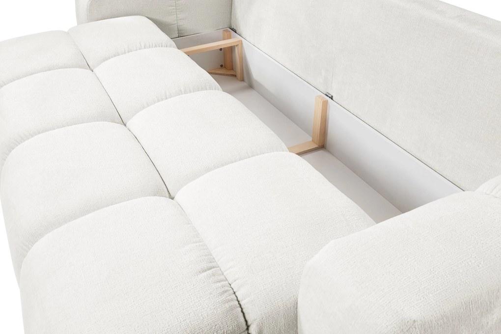 Masseno Sofa DUCA z funkcją spania i pojemnikiem na pościel, Rozkładana sofa - Kremowy, PERFECT HARMONY 01