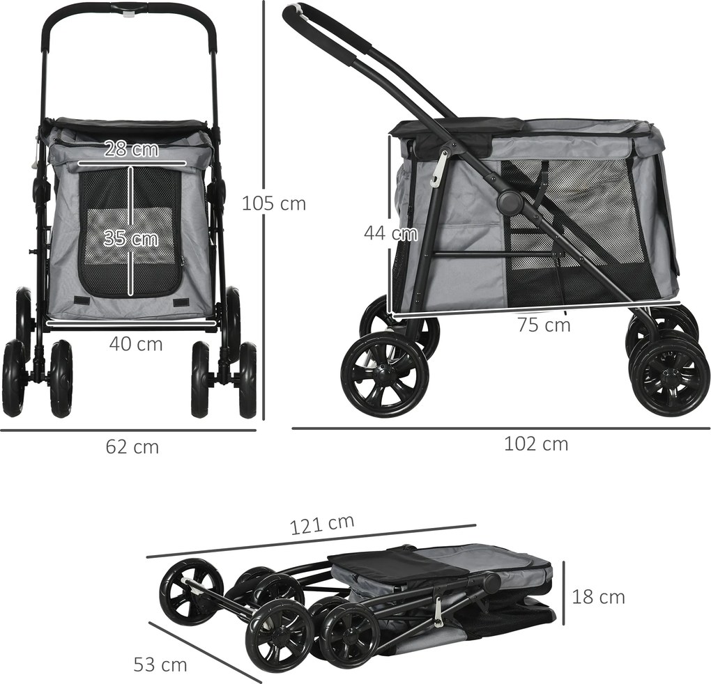 Outsunny Wózek dla Psa Kota Składany z Poduszką do 20kg | Aosom PL