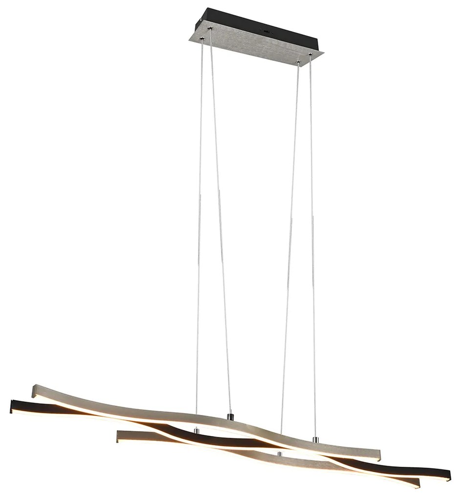 Designerska lampa wisząca czarna ze srebrnym wykończeniem z możliwością ściemniania LED - BlazeDesignerski Oswietlenie wewnetrzne