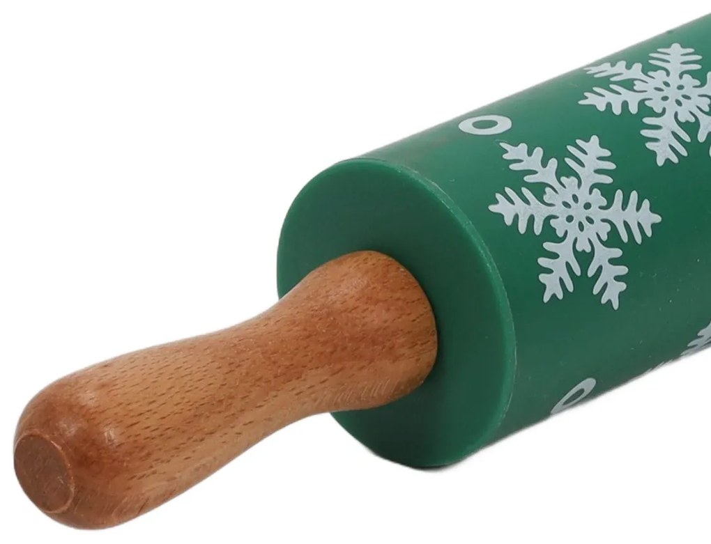 Zestaw do pieczenia dla dzieci TIVOLA, miniwałek z wzorem śnieżyek + 3 foremki