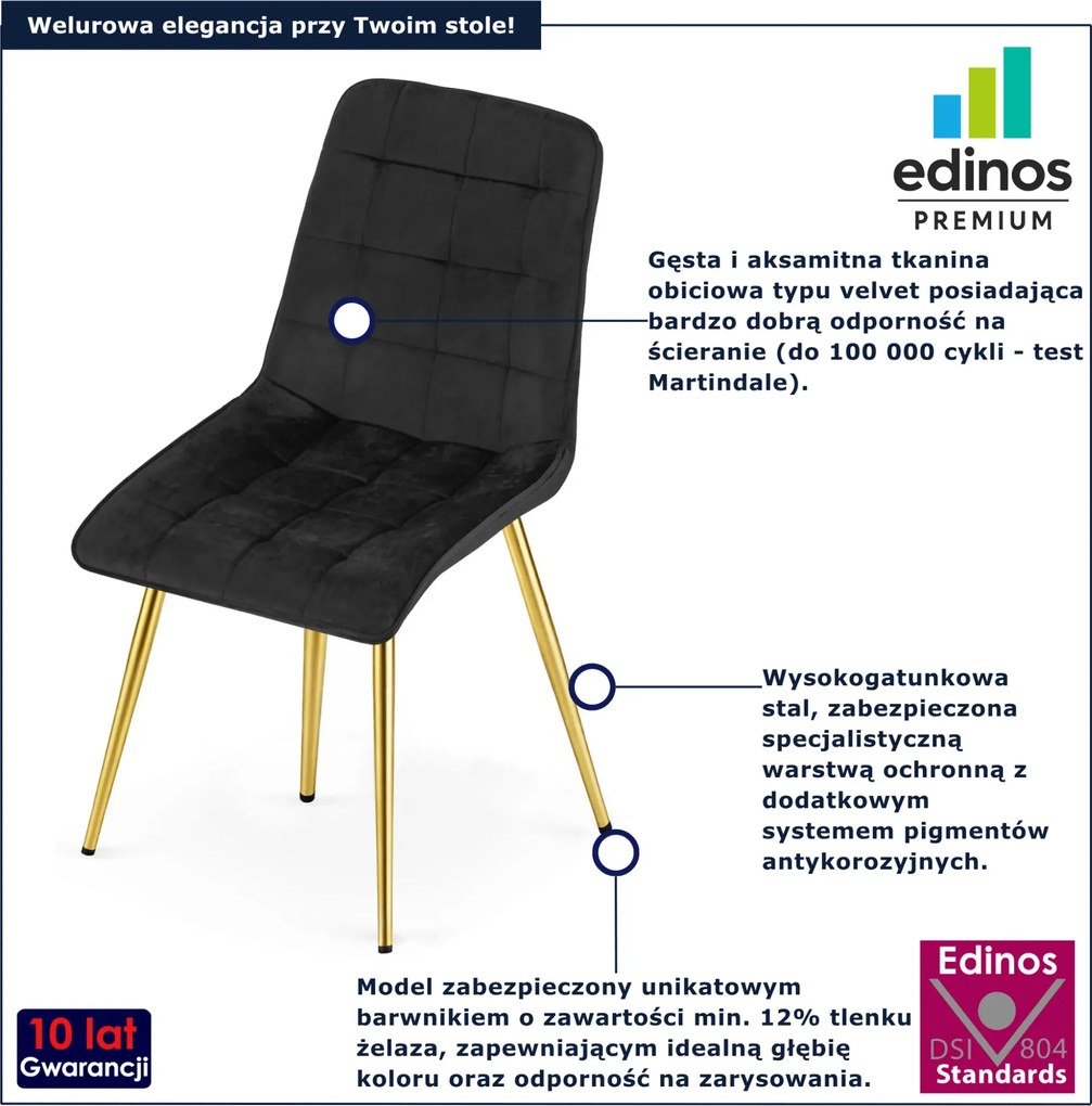Czarne metalowe krzesło tapicerowane glamour K4-T09