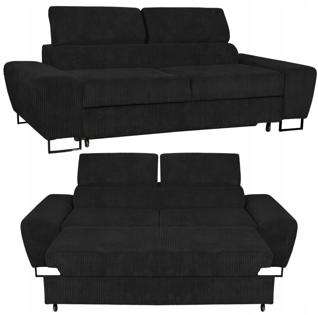 Sofa kanapa Savio salon Family meble czarny sztruks reg zagłówek