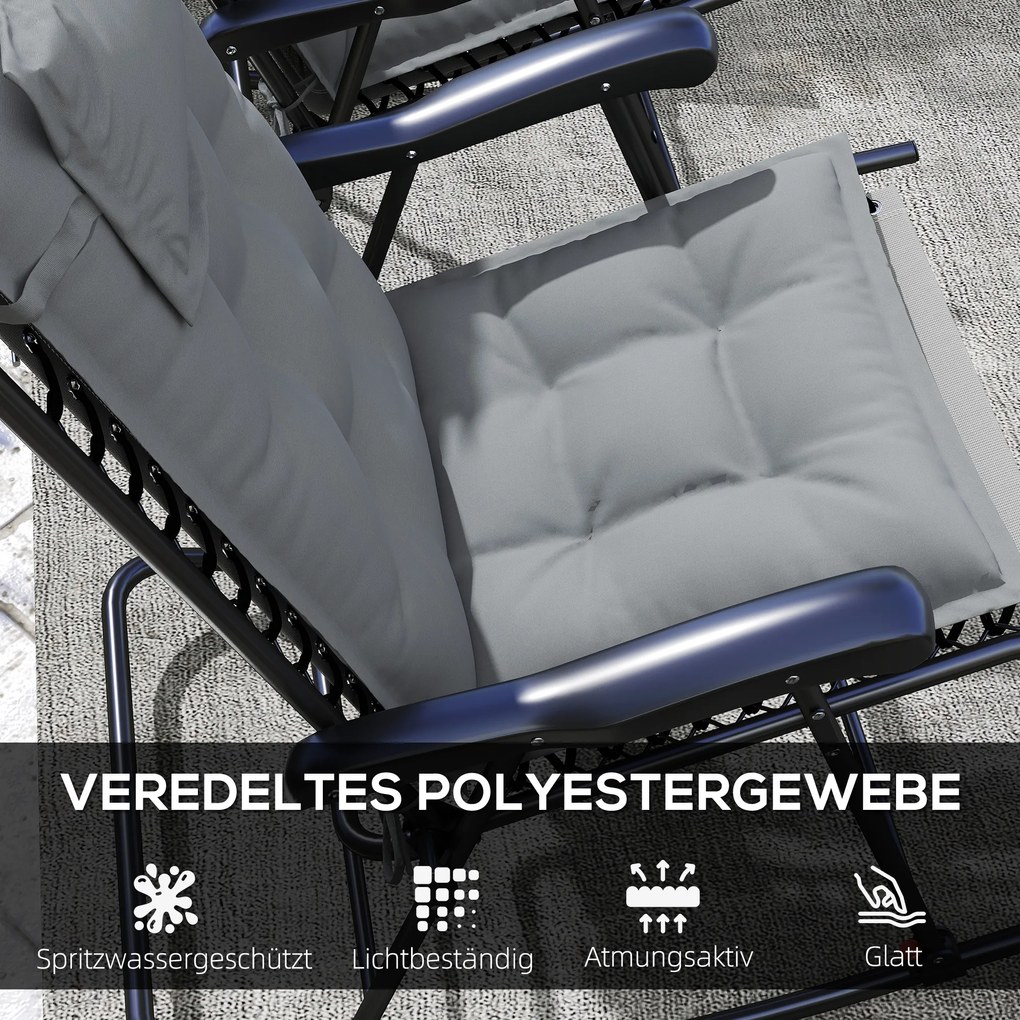 Outsunny Zestaw 2 poduszek na leżak ogrodowy Odporne na wodę 50x116x5 cm, Jasnoszary