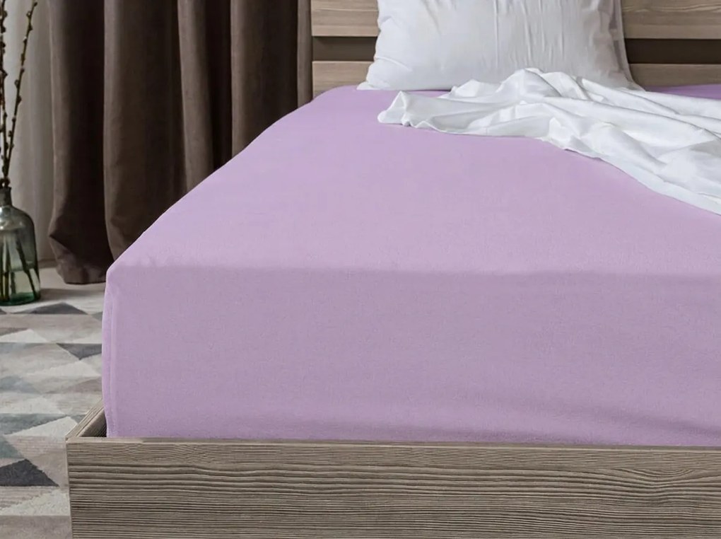 PrzytulneMieszkanie.pl Prześcieradło Jersey BASIC jasnofioletowe 90 x 200 cm