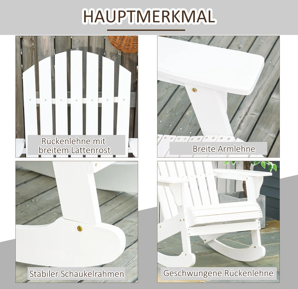 Outsunny krzesło ogrodowe Adirondack, białe, 77 x 94 x 97 cm