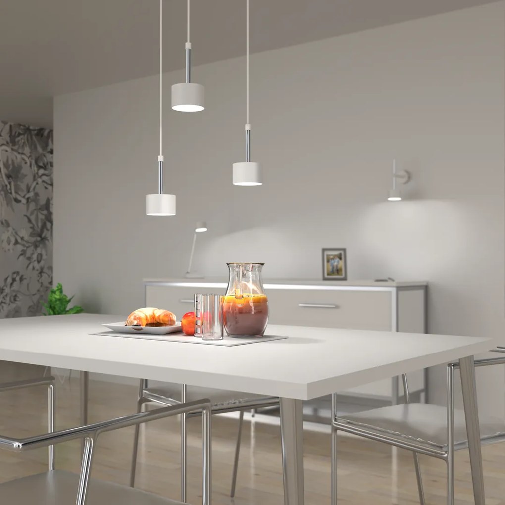 Lampa wisząca ARENA WHITE/SILVER 3xGX53, biała, na kole potrójna