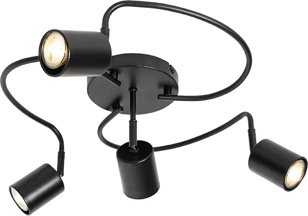 Nowoczesny plafon z reflektorami czarny regulowany 4-punktowy - Java