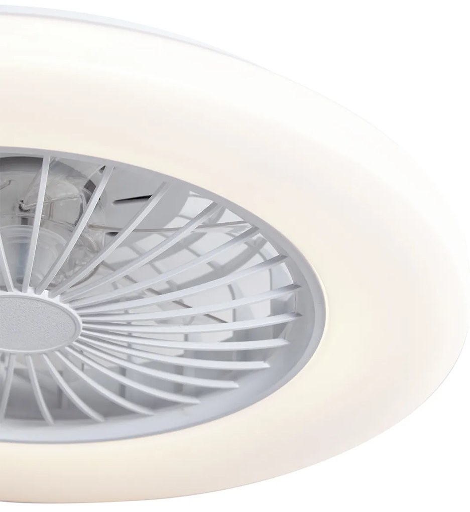 Wentylator sufitowy z lampą biały 48,5 cm z LED z możliwością ściemniania w Kelwinach z pilotem - Clemo Nowoczesny Oswietlenie wewnetrzne