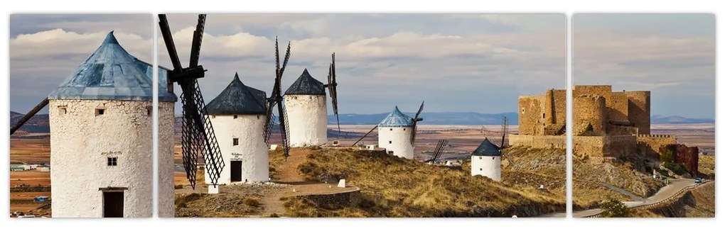 Obraz - Wiatraki Consuegra, Hiszpania (170x50 cm)