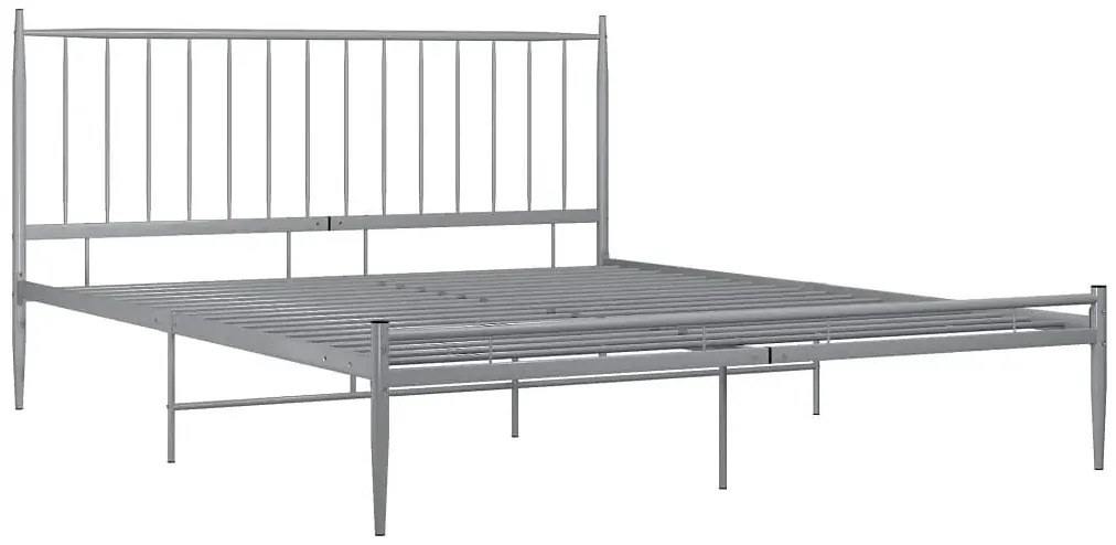 Szare metalowe łóżko małżeńskie 200x200 cm - Bumlo