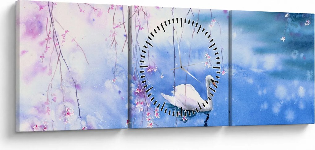 Obraz - Magiczne jezioro (z zegarem) (90x30 cm)