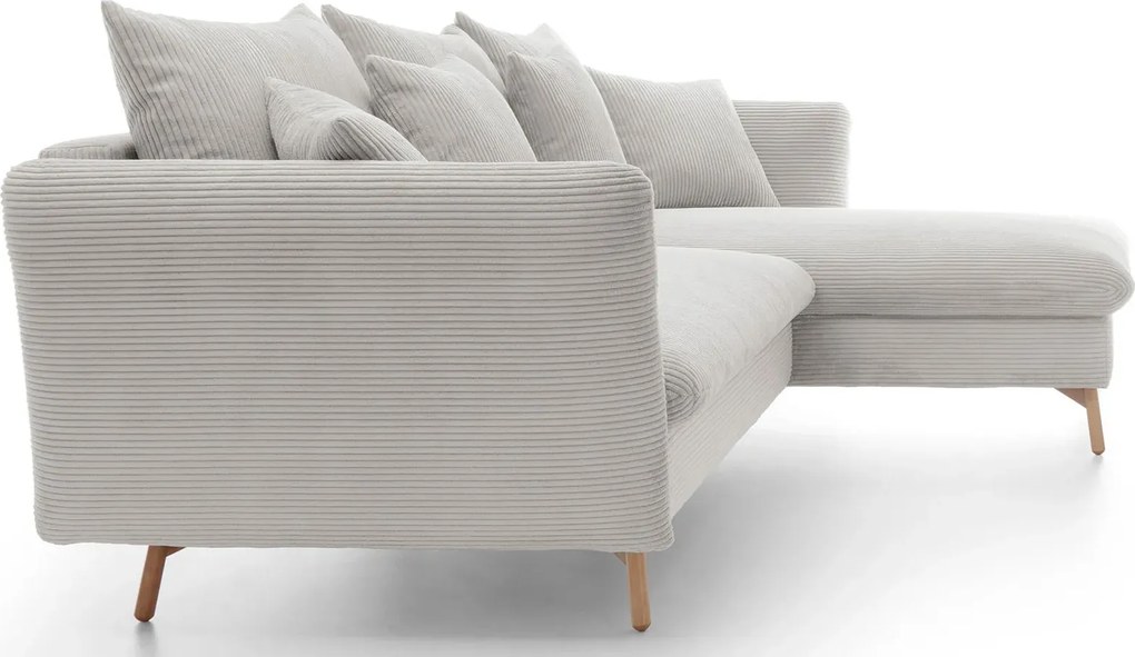 Waniliowy narożnik sztruksowy z funkcją spania D1-R94