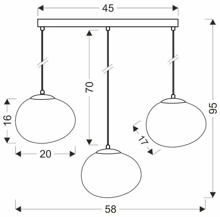Nowoczesna potrójna lampa wisząca - D207 H0-B97