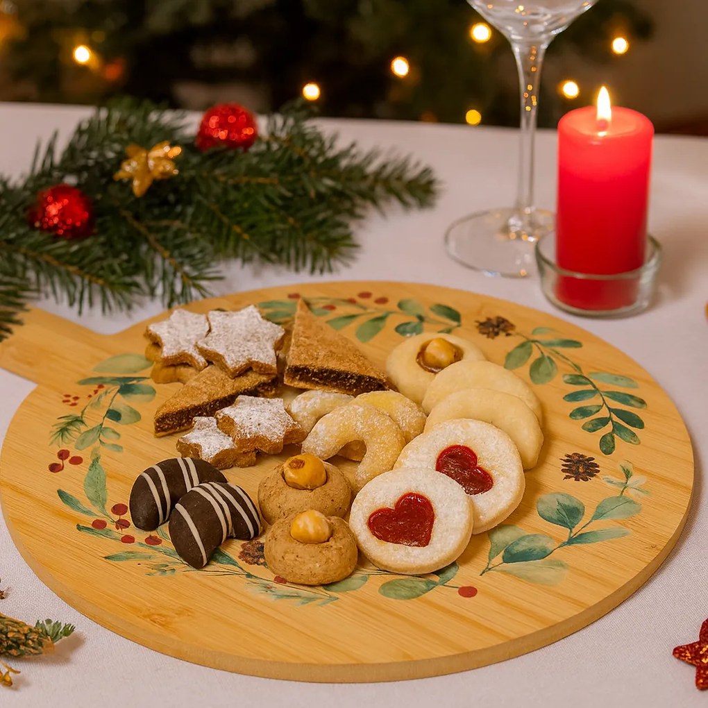 Świąteczna deska do serwowania z bambusa Wieniec II