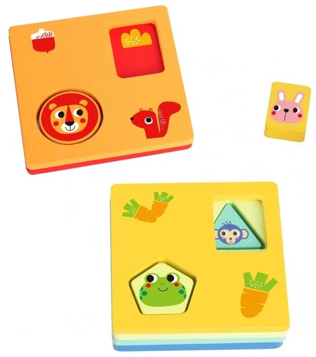 Tooky toy układanka montessori kształty i kolory zwierzątka 6 planszy fsc