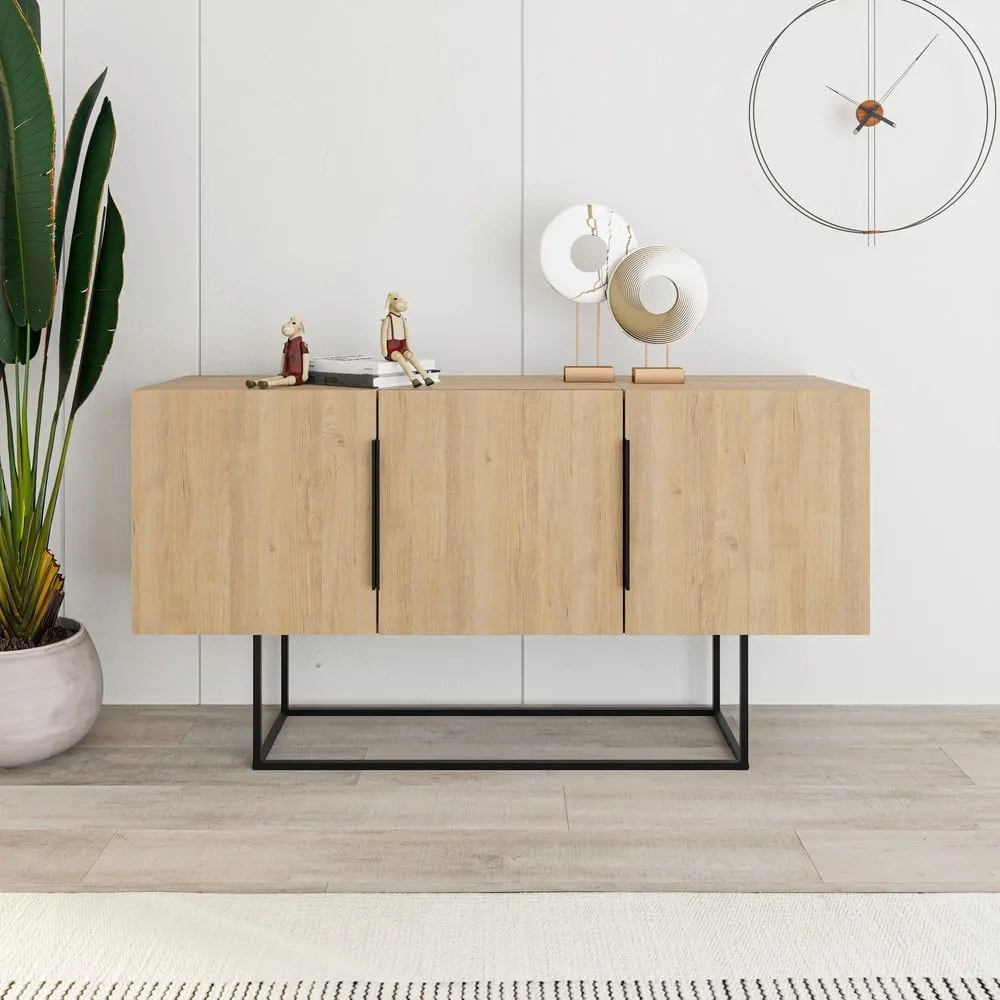 Niska komoda w dekorze dębu 150x80 cm Titan – Marckeric