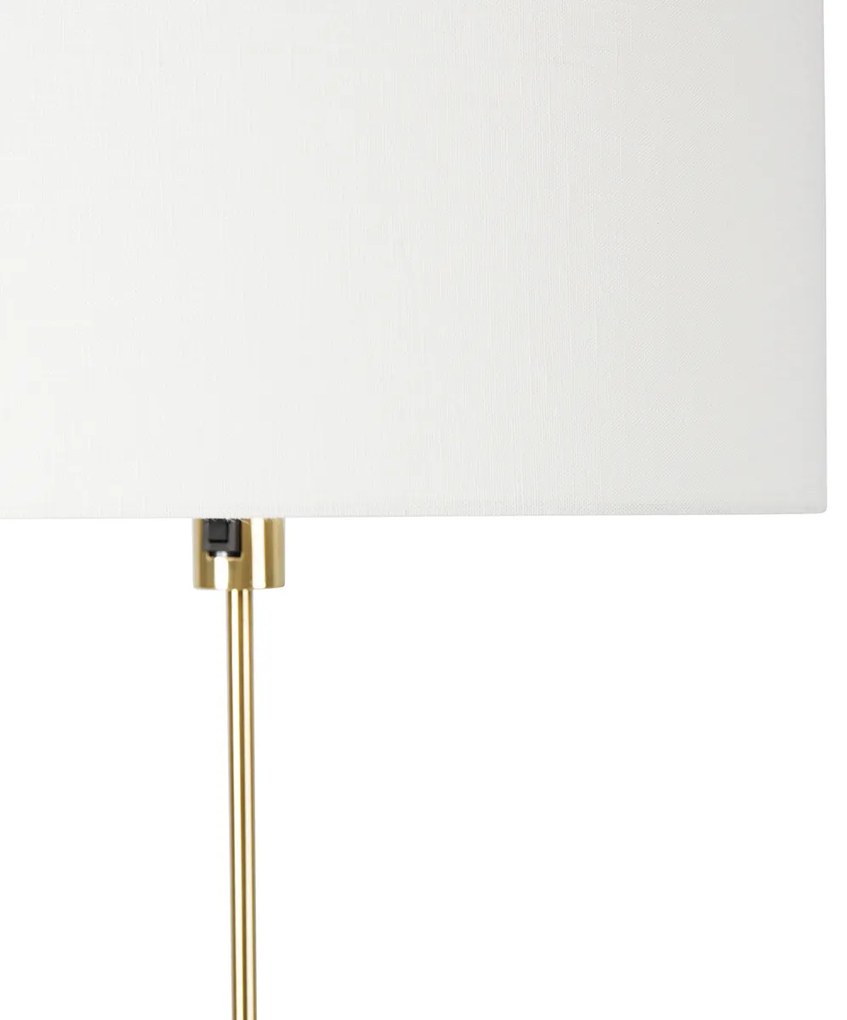 Lampa stojąca regulowana złota z abażurem białym 50 cm - ParteDesignerski Oswietlenie wewnetrzne